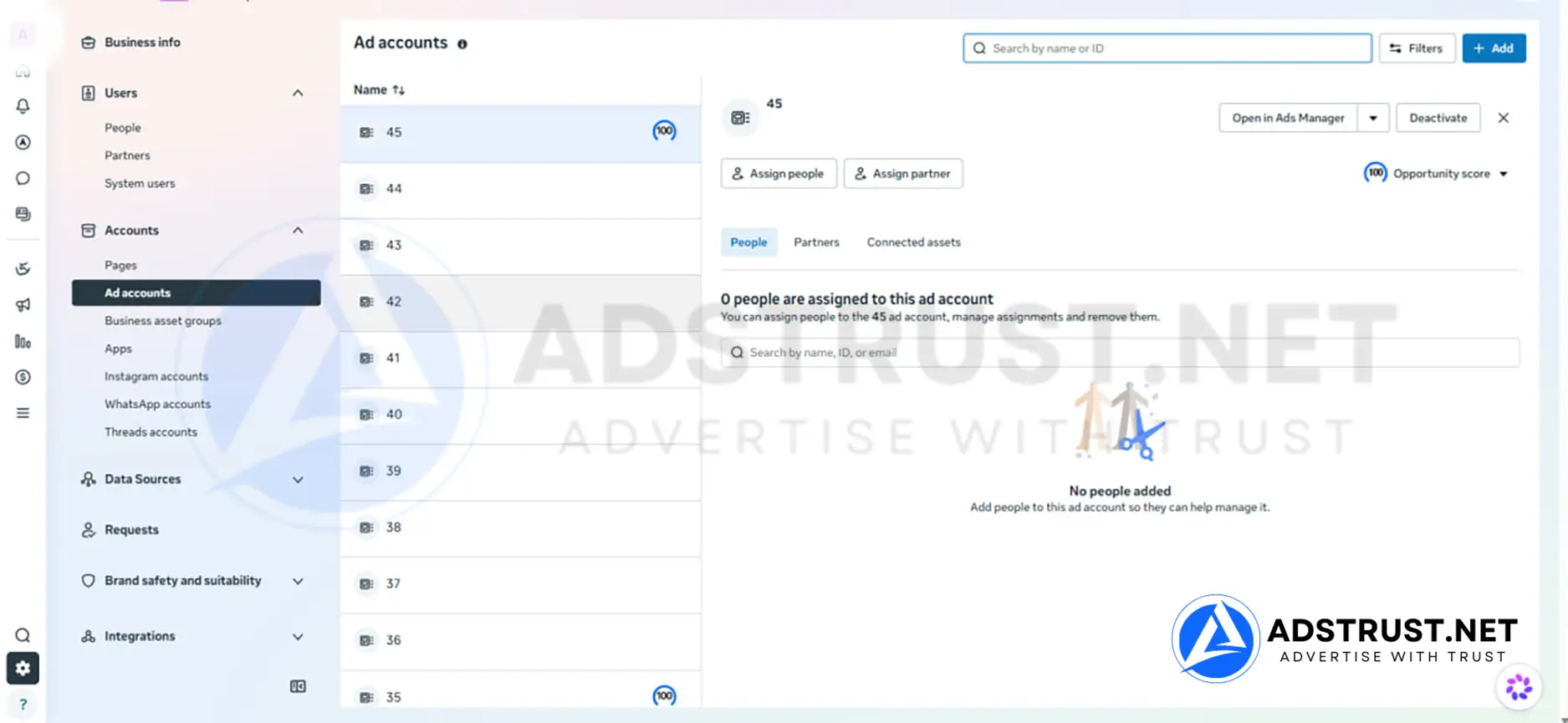 Structuring fifty BM50 ad accounts: open what you need, warm a few in reserve, leave the rest closed